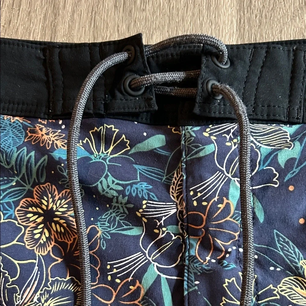 J. Crew Blue and Black Floral Men's Swim Shorts
